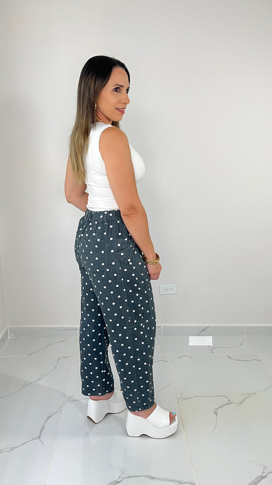 Denim Polka Dots Barrel Pant
