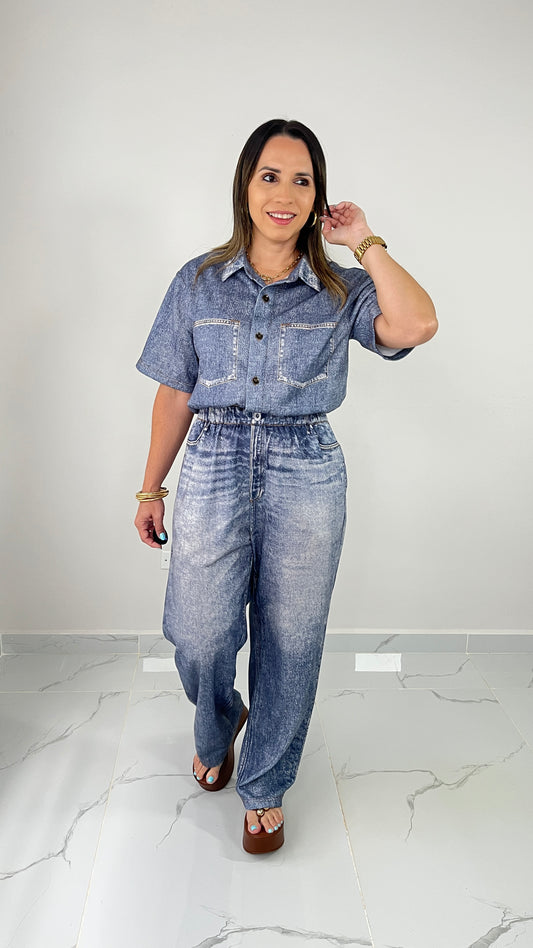 Printed Washed Jumpsuit