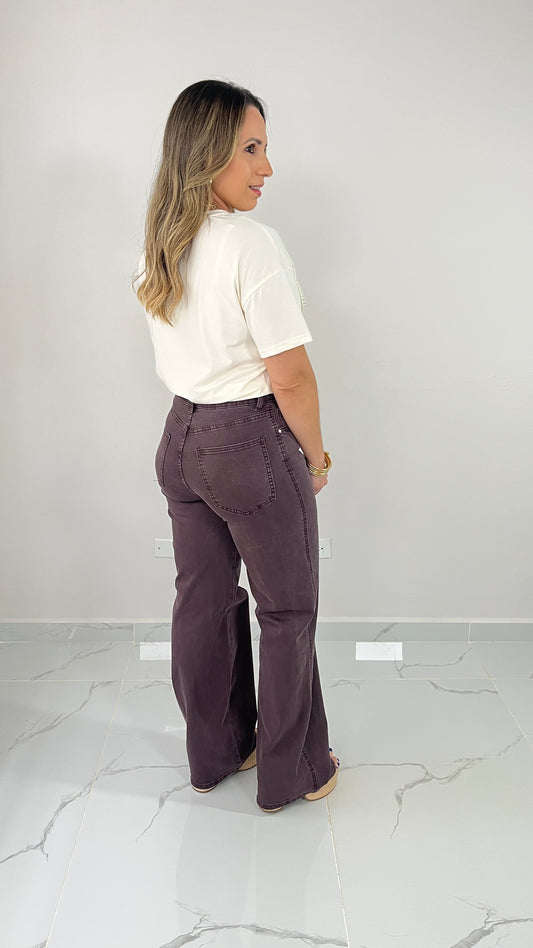 Denim Brown Pant with Belt