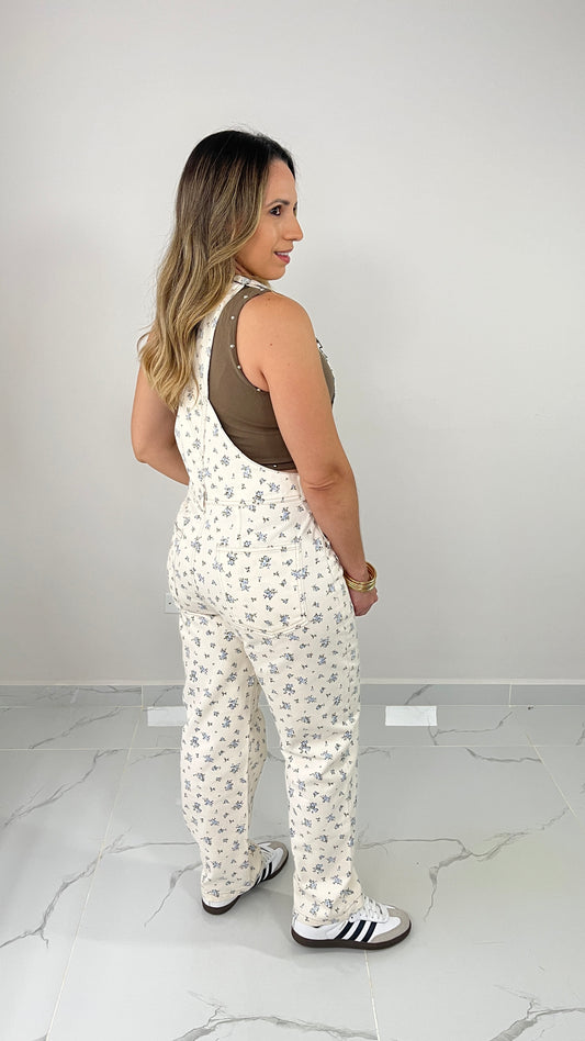 Denim Floral Overall