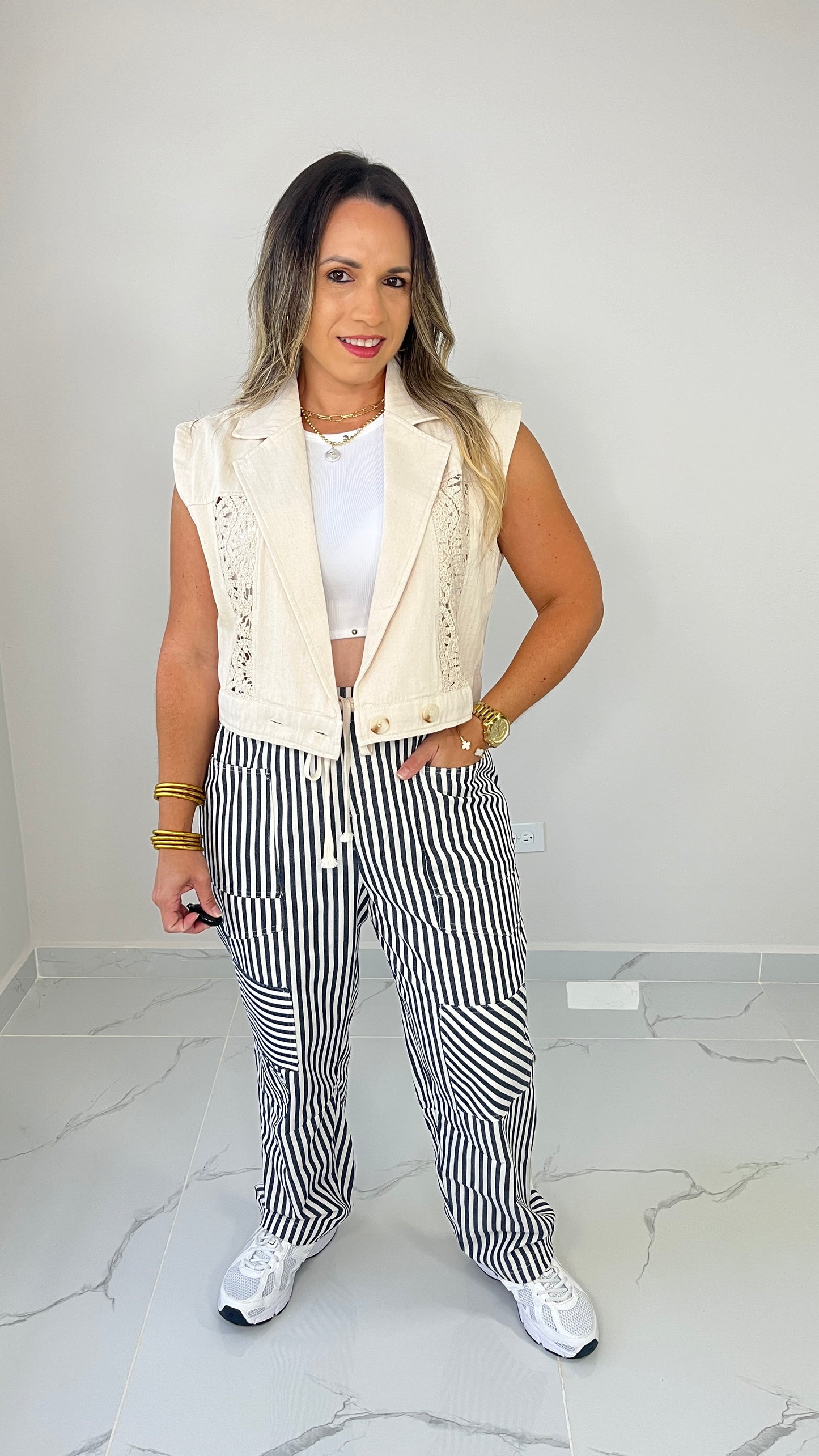 Navy Stripe Pant ( Oversized )