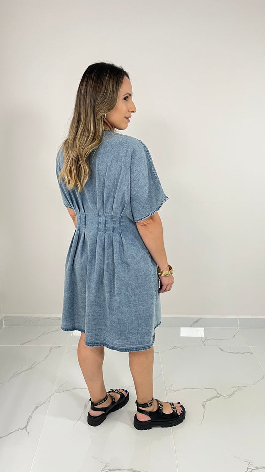 Washed Chambray Denim Dress