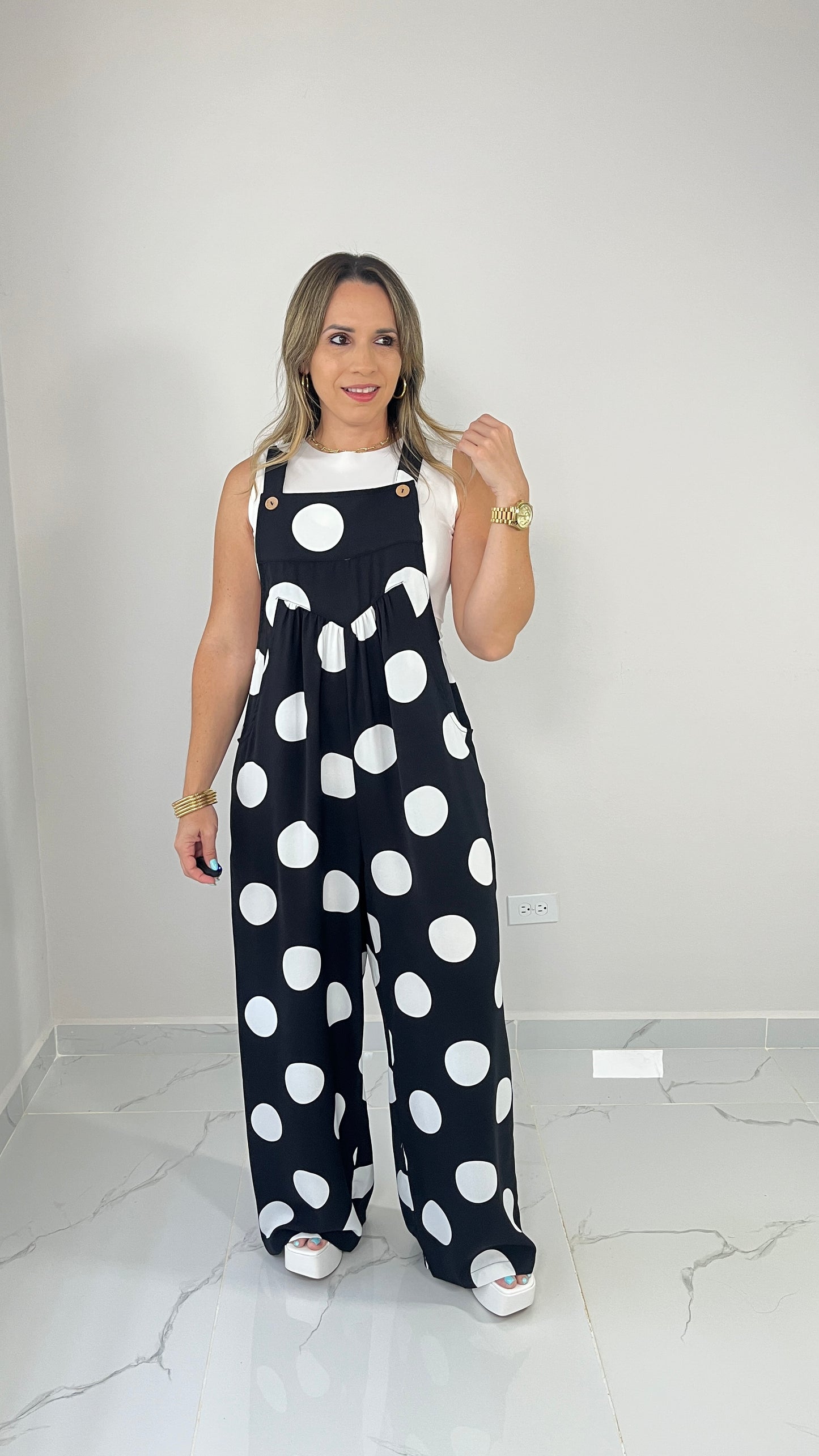 Black Polka Dots Overall