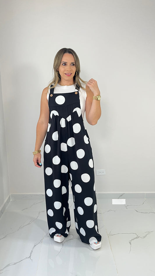 Black Polka Dots Overall