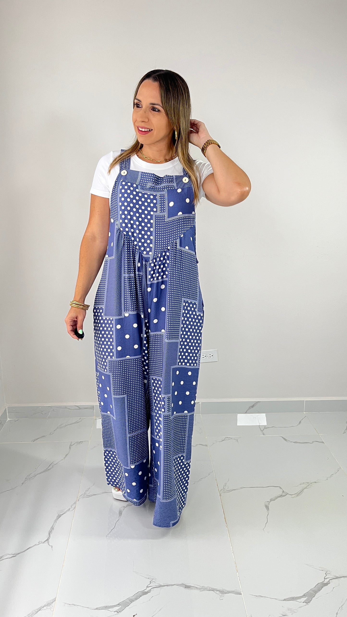 Blue Polka Dots Overall (oversized)