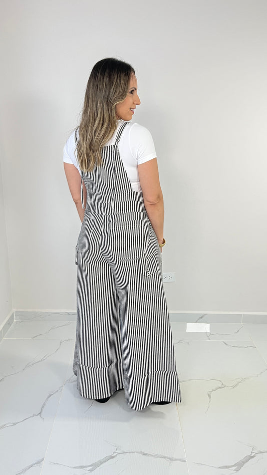 Striped Black Overall