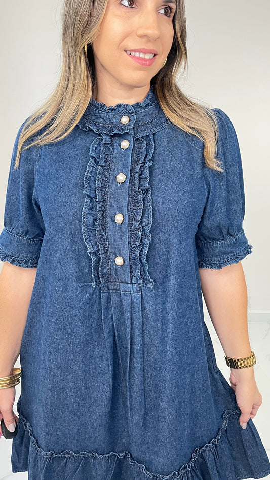 Denim Pearl Dress