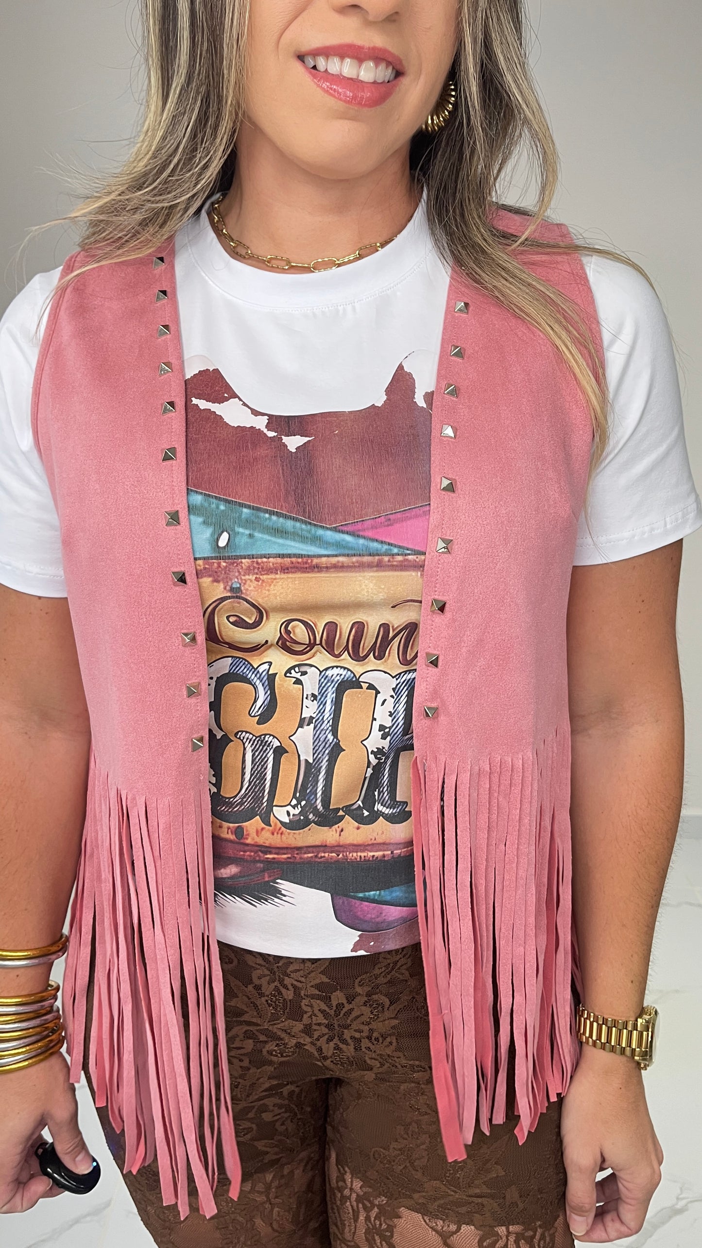 Pink Suede Vest
