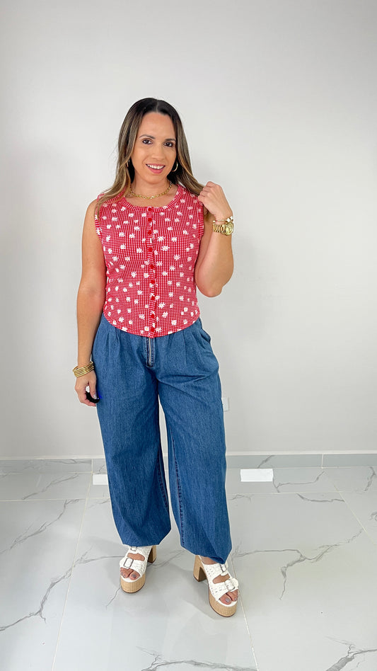 Red Daisy Top