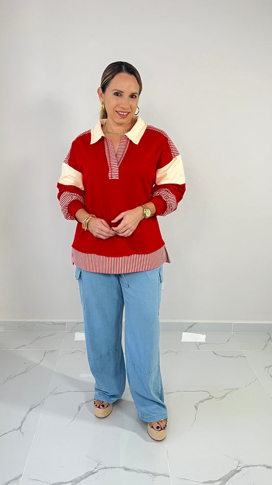 Color Block Oversize Top