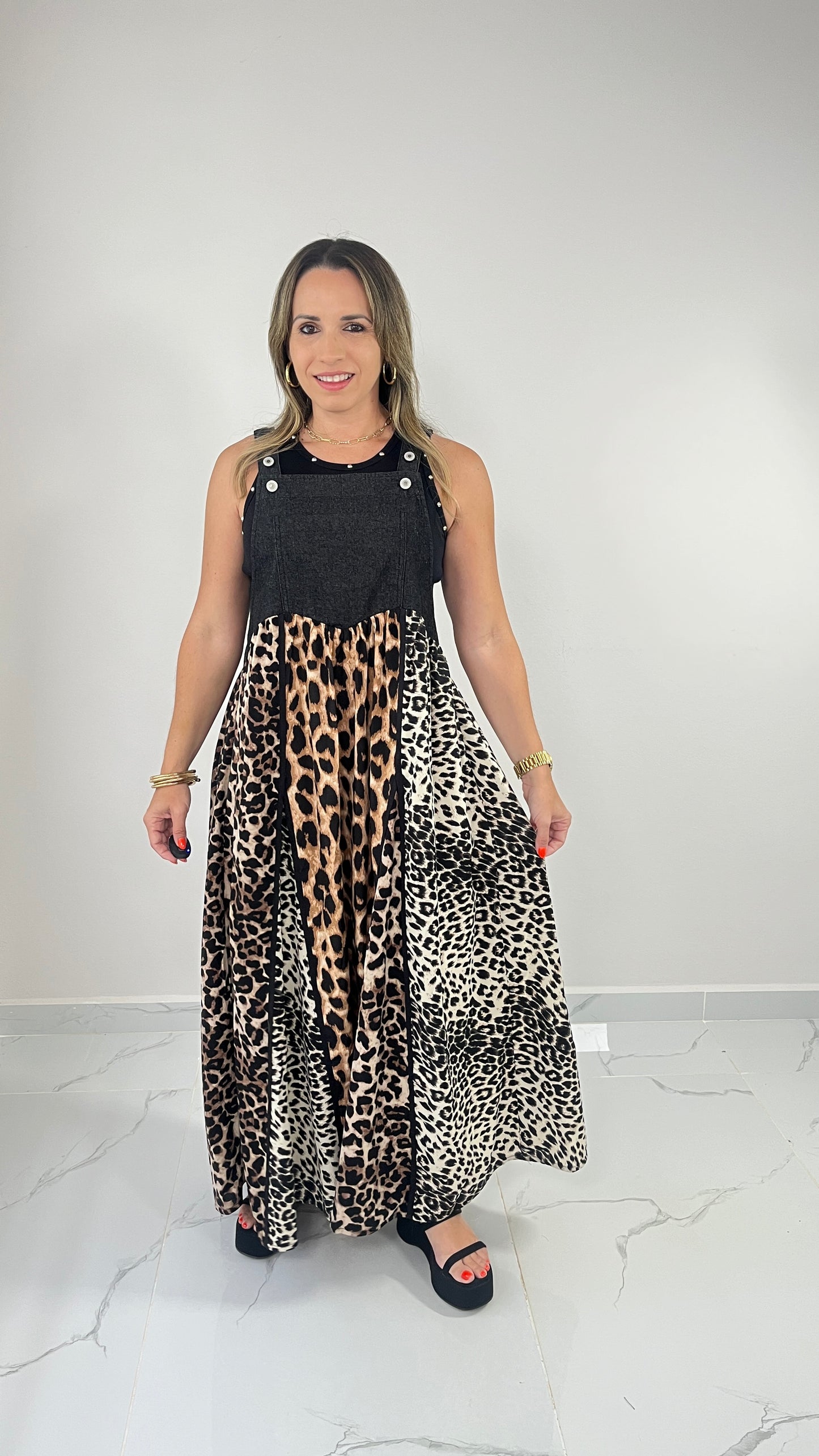 Overall Dress ( animal print)