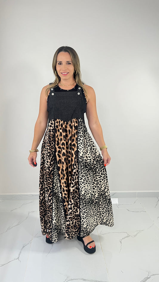 Overall Dress ( animal print)