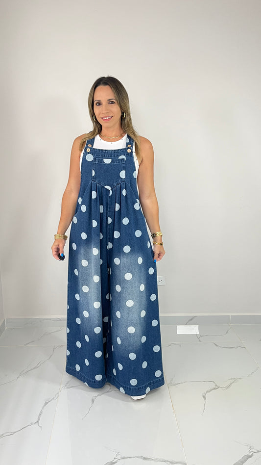 Polka Dots Denim Overall
