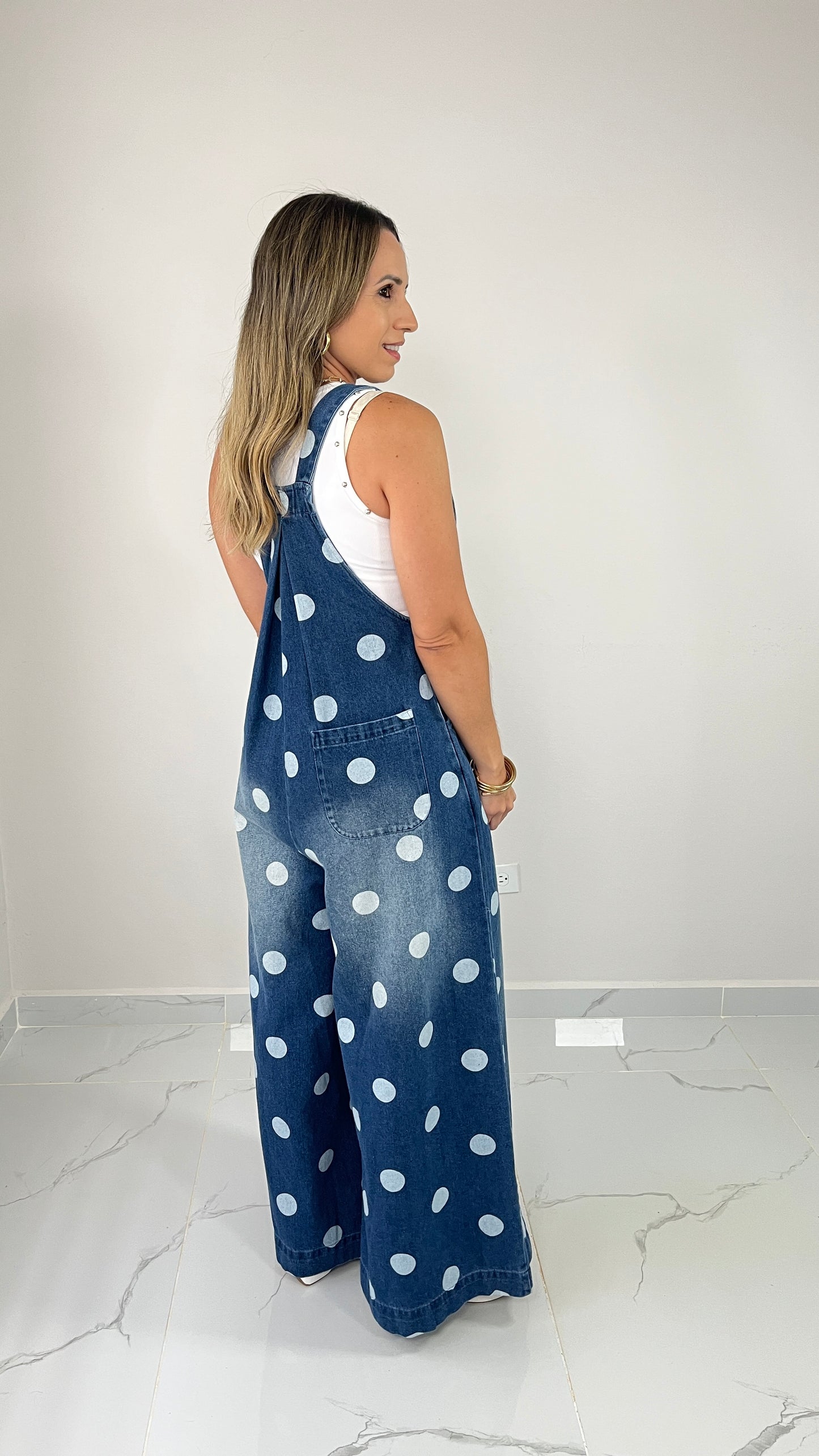 Polka Dots Denim Overall