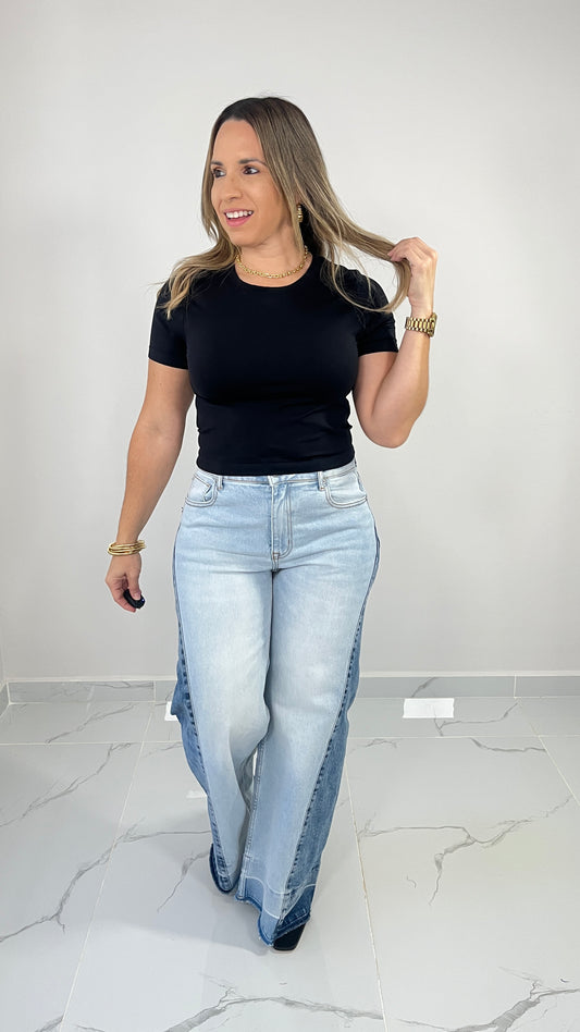 Color Block Denim Pant