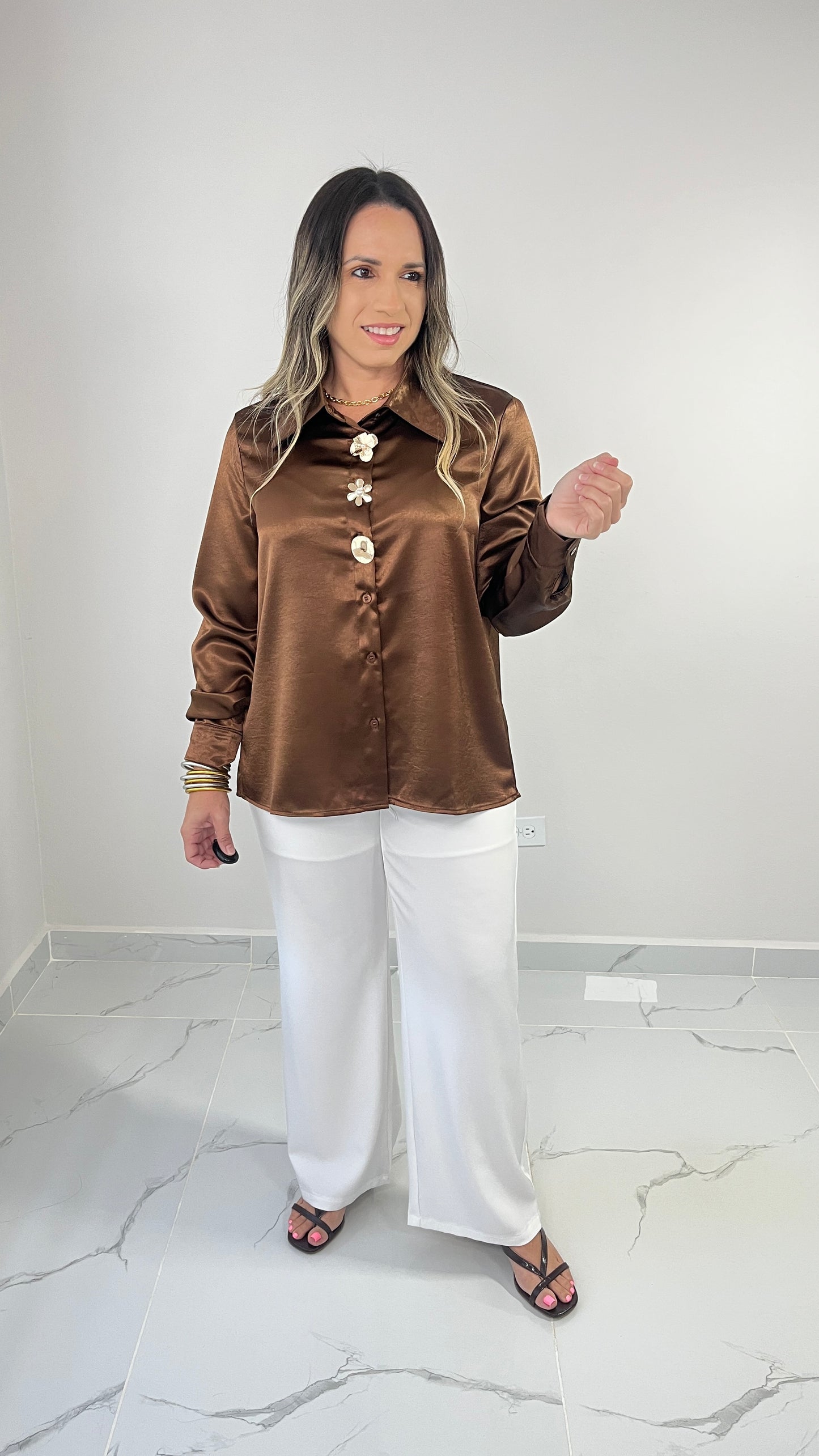 Brown Buttons Top