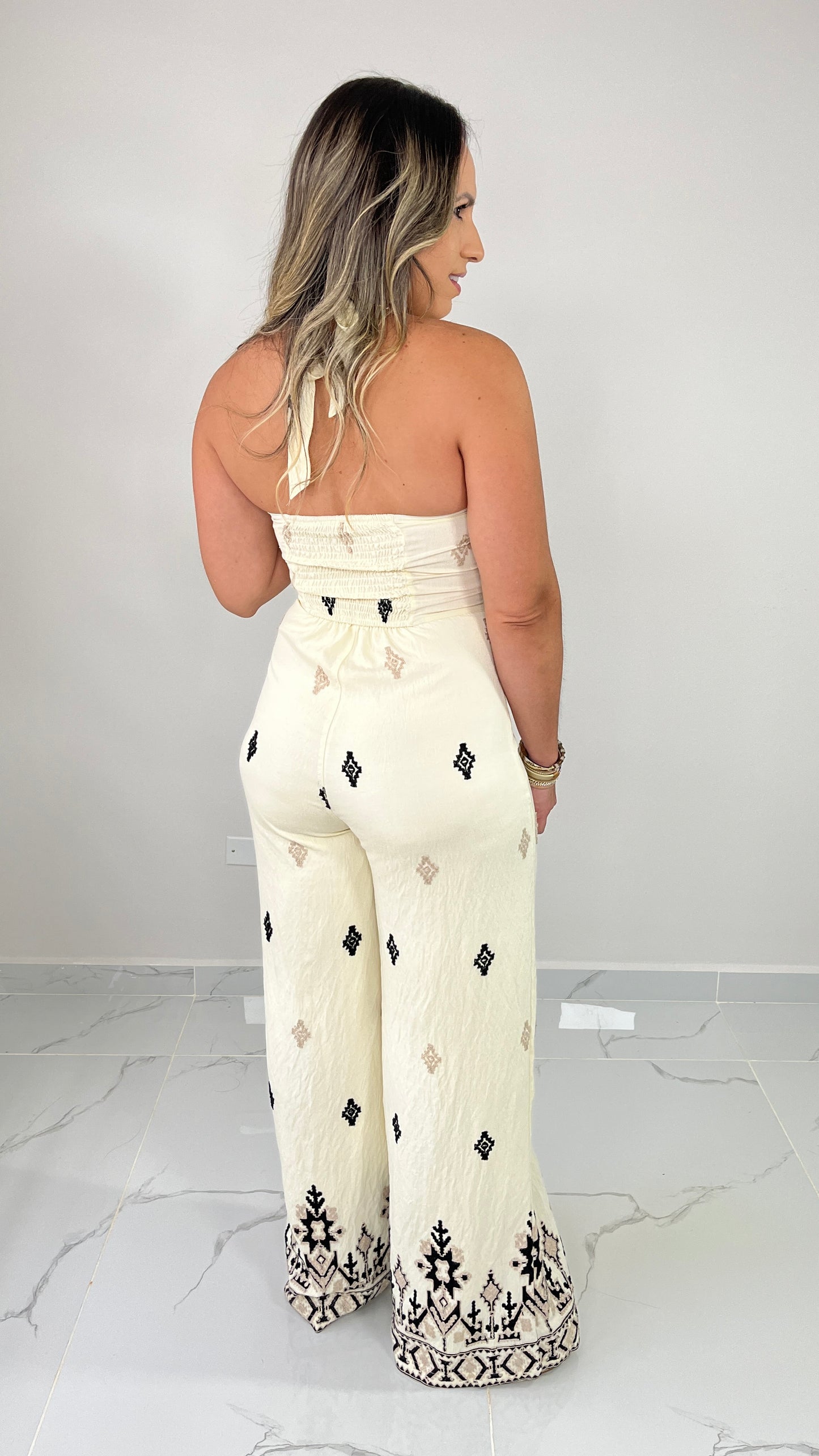 Beige Halter Jumpsuit