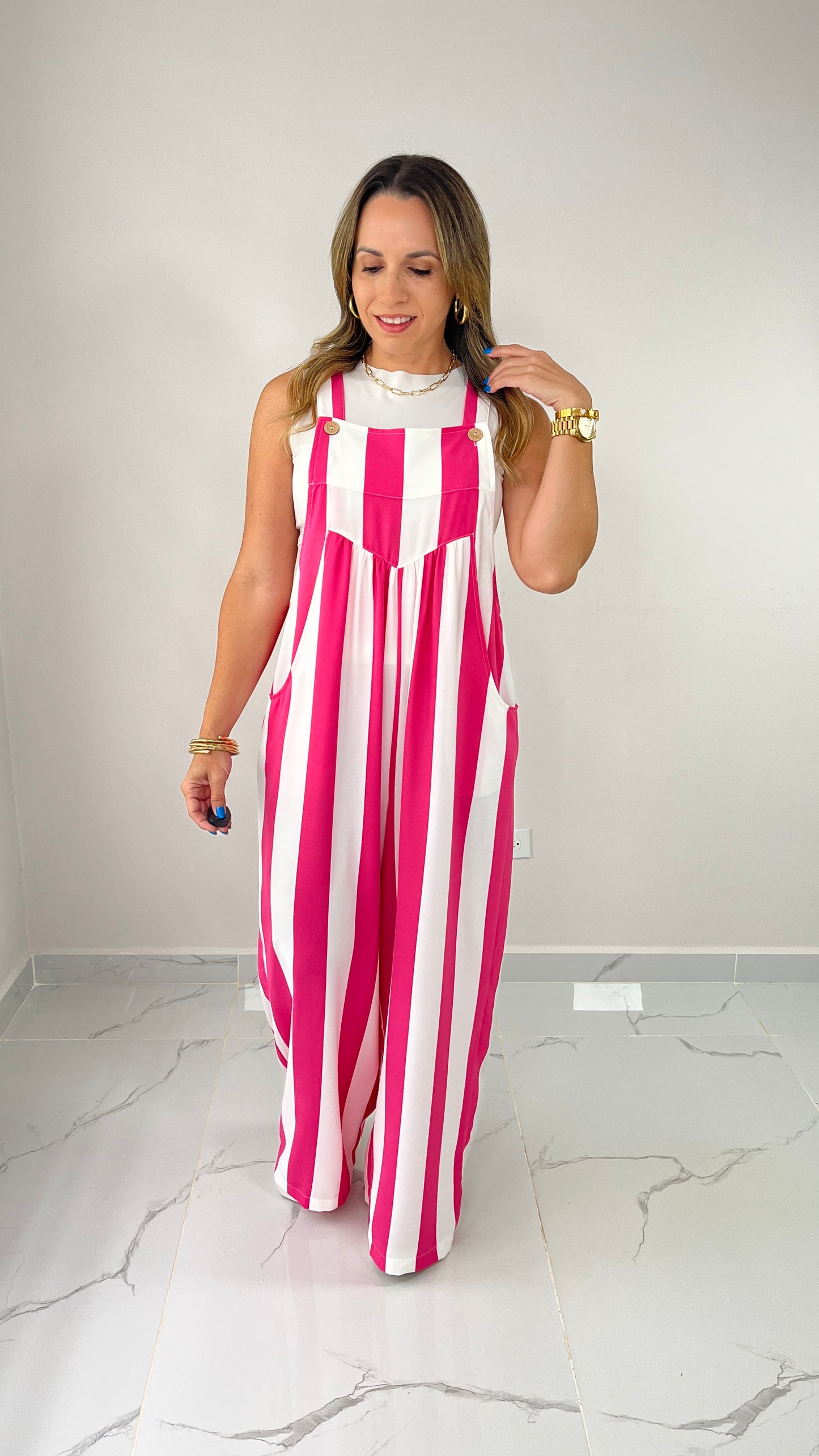 Striped Pink Overall