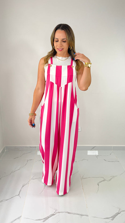 Striped Pink Overall