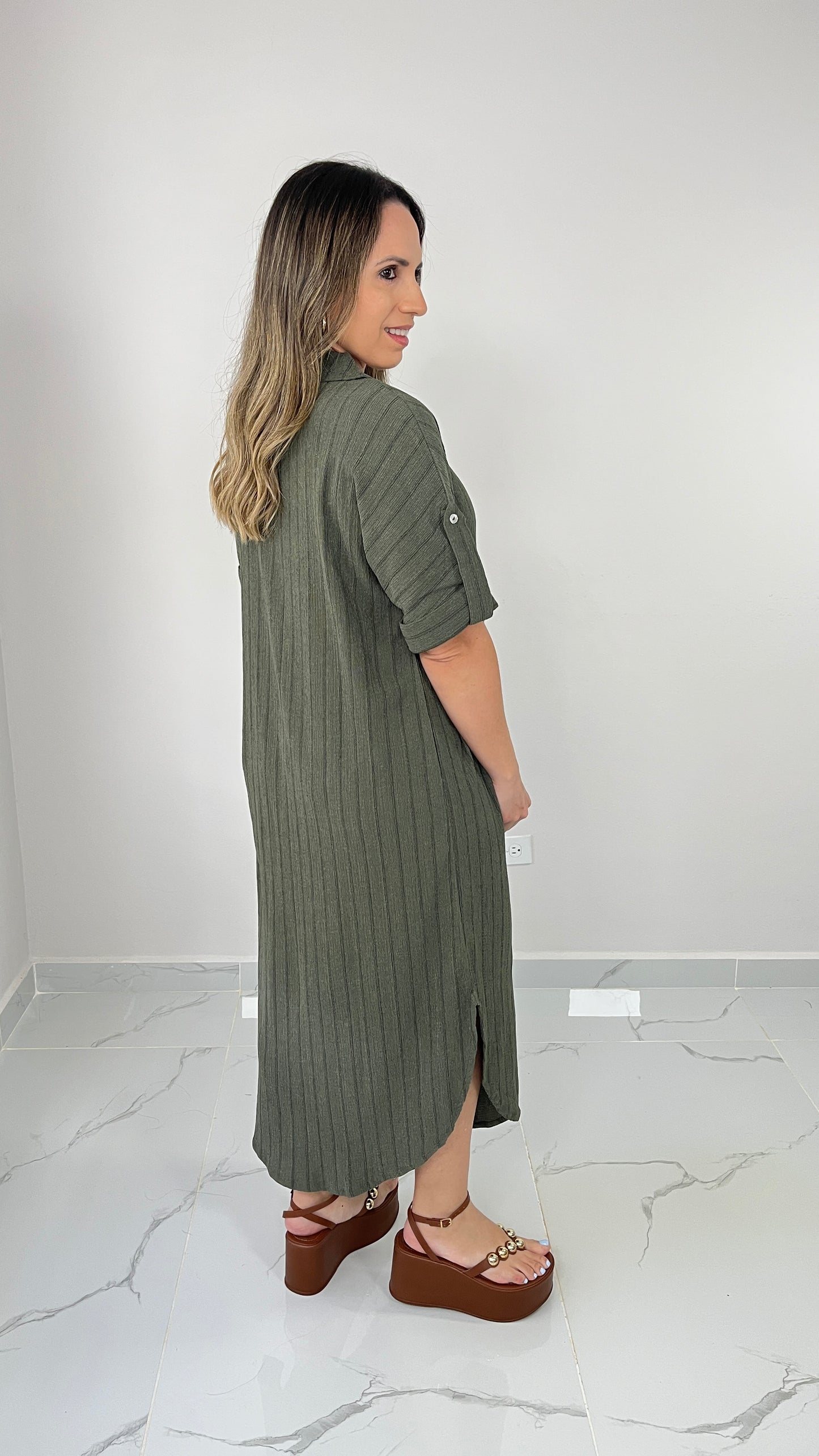Olive Shirt Dress