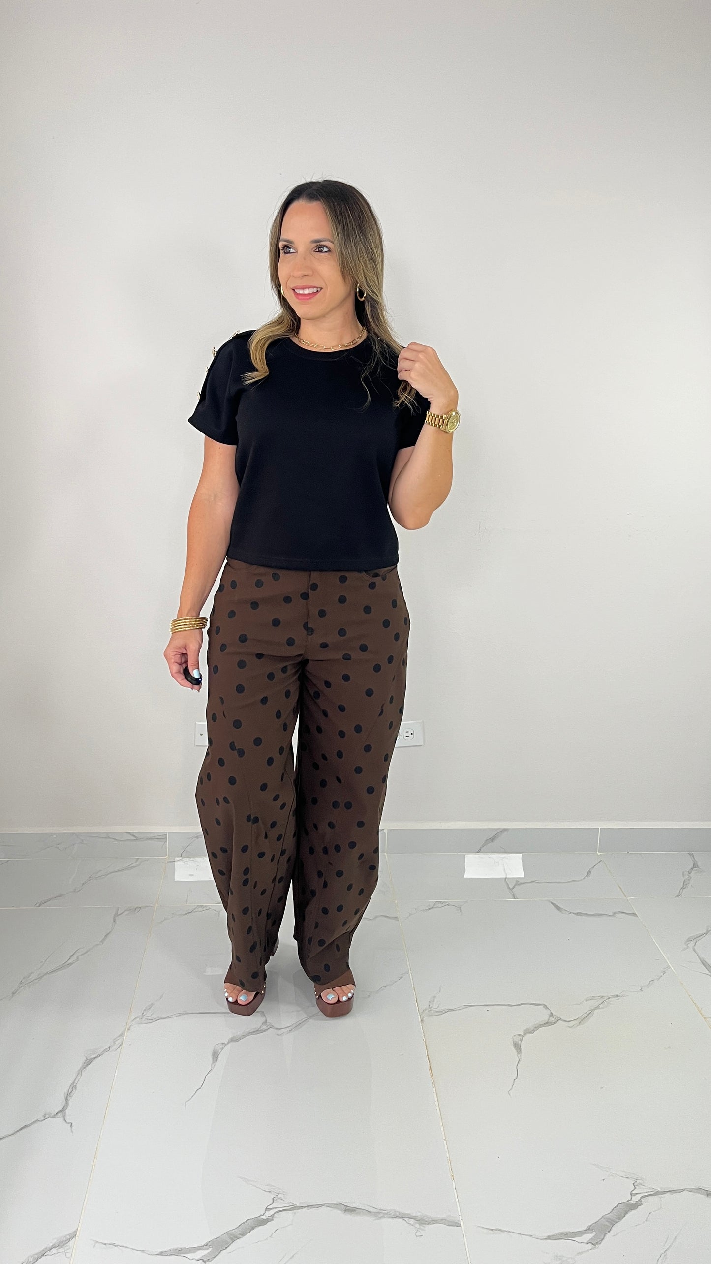 Polka Dots Barrel Pant (brown)