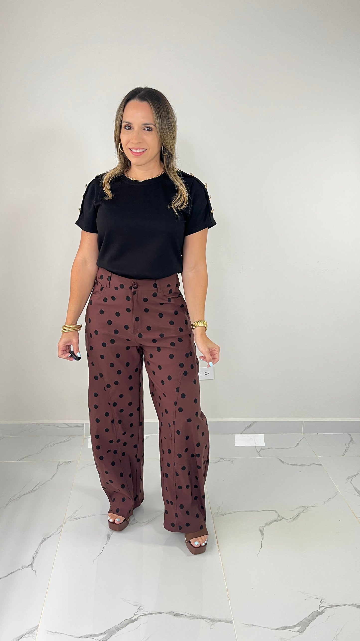 Polka Dots Barrel Pant (wine)