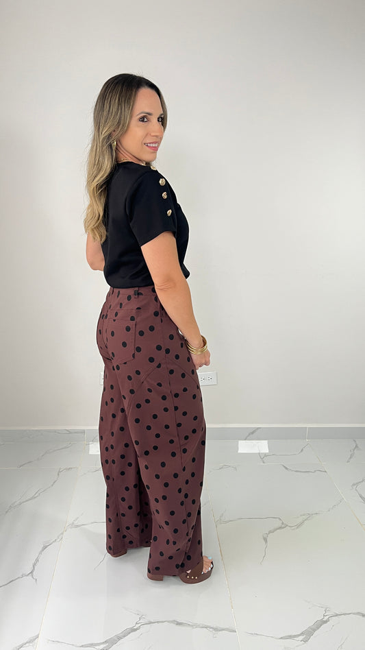 Polka Dots Barrel Pant (wine)