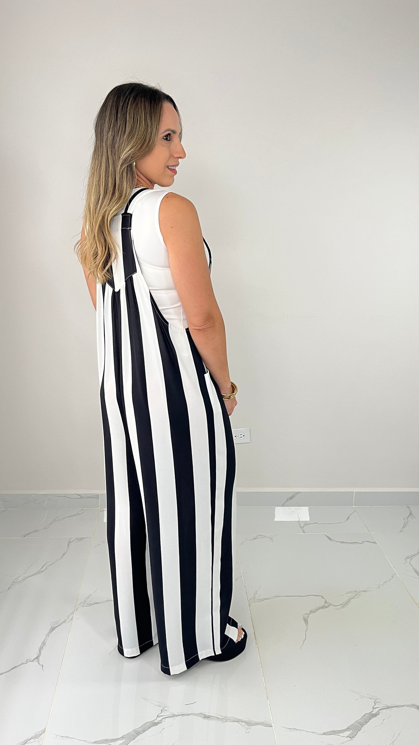 Striped Black Overall